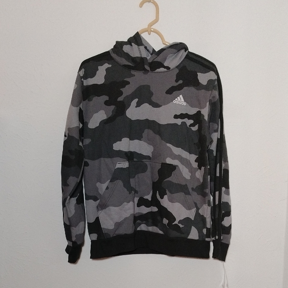 BRAND NEW Adidas Black and Gray Camouflage Hoodie Sweatshirt